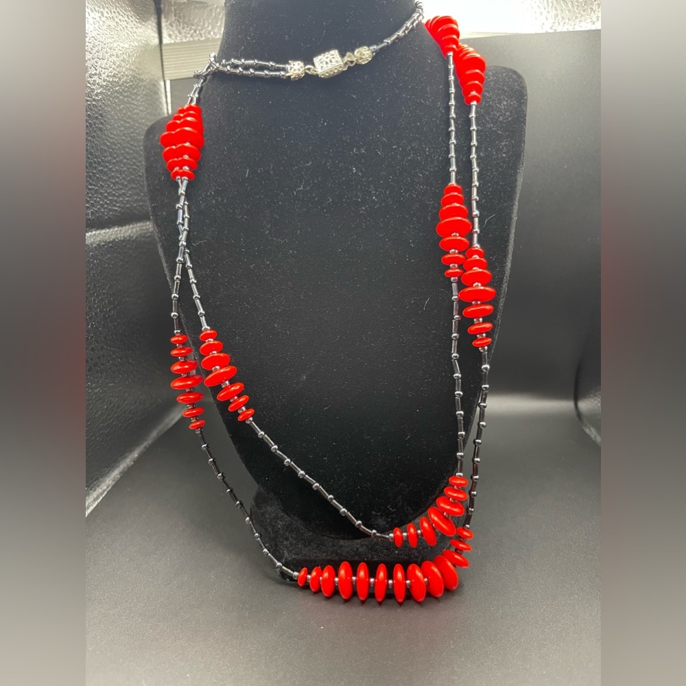 Black and red beaded necklace
